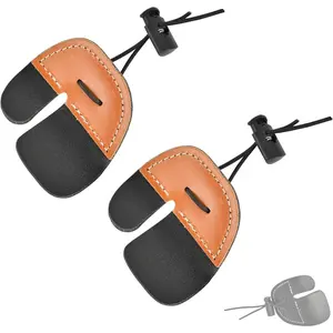 Leather Archery Finger Tab - 2 Pack Double Layer Right Hand Finger Tabs for Recurve Long Bow Traditional Archery Shooting Accessories