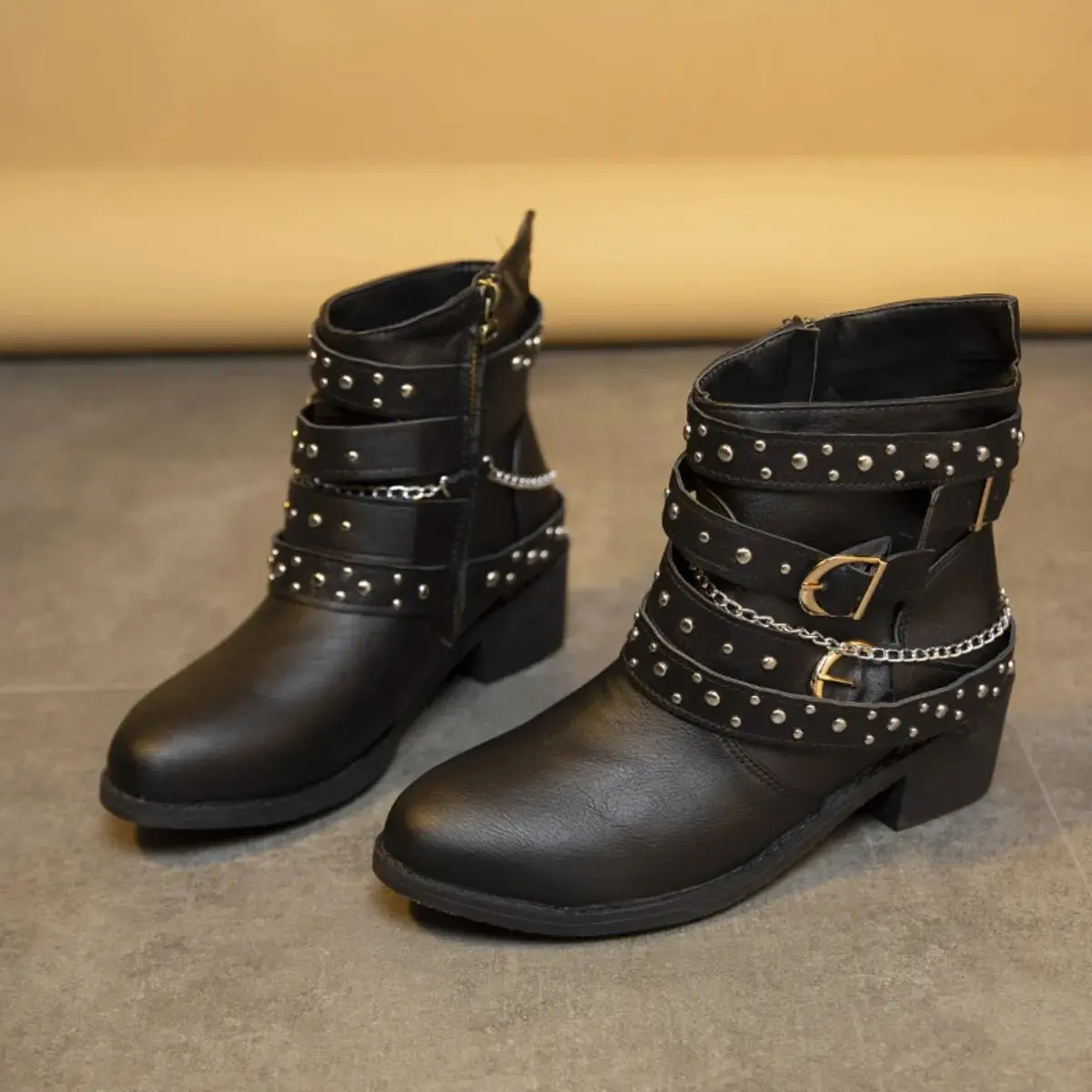 Round Toe Block Heels Boots Round Toe Block Heels Boots