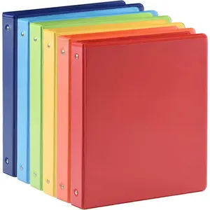 1-inch 3 Ring Binder with 2 Interior Pockets, 1'' Basic Binders Holds US Letter Size 8.5'' x 11'' Paper - Versatile Binders for Office, Home, and School Use, 6 Pack (6-Color Assorted)