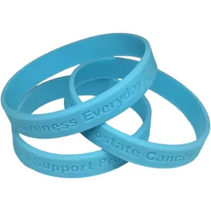 5 Light Blue Prostate Cancer Awareness "I Support Prostate Cancer Awareness Everyday" - 100% Medical Grade Silicone Bracelets (5 Bracelets)