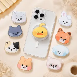 Cute Kawaii Duck Character Magsafe Phone Grip, Magnetic Pop Socket & Kickstand, Detachable Phone Holder for iPhone & Kindle