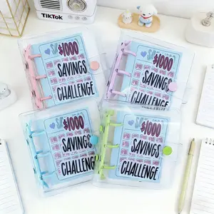 Mini Money Saving Binder, $1000 Money Saving Challenge Book Budget Binder with Envelopes Portable Deposit Anytime Anywhere， Money Saving Challenge Clear Loose Leaf Book, Office Supplies