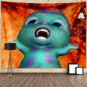Pattern Wall Covering Bibble Meme Says Funny Tapestry Fabric Cartoon Fantasy Blanket Bedroom Decor Background Cloth Carpet Mats Decorative Light