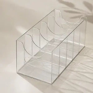 Clear Acrylic Belt and Tie Organizer Box, Divided Closet Storage Display Rack, Drawer Insert Organizer for Men's Accessories