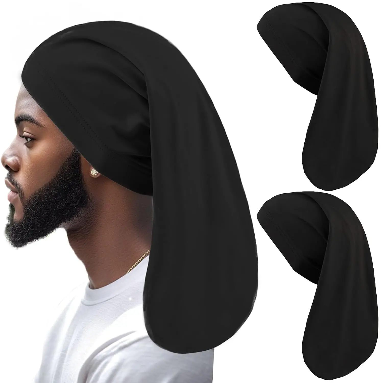 2 Pack Dreadlock Cap Long Hair Sleep Cap Spandex Head Wrap for Braids Locs Dreads Men Women