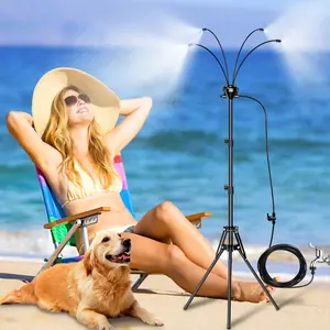 Standing Misters for Outside Patio,Standing Misting Cooling System, 32.8Ft Stand Misting Line with Adjustable Height 5.25 FT Portable Stand Misting for Backyard Garden Pool Tanning BBQ Cool Kids Pet Playing