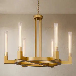 6 - Light Wagon Wheel Chandelier, Kitchen Island Pendant Lights