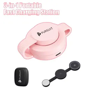 PURSUIT 3 in 1 charger 15W MagSafe for iPhone & Qi Wireless Charging, 83g Ultra-Light Travel Essential, Black Electronic White Wearable Electronic Foldable Magnetic