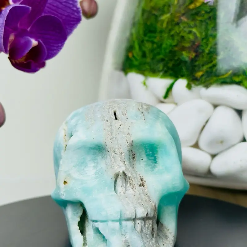 Hemimorphite Crystal Skull - Natural Healing Stone for Energy Alignment and Decorative Use - Authentic Mineral Specimen
