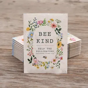 Bee Kind Help Pollinators Kraft Bee - Wildflower Mix - 25 Seed Packs-