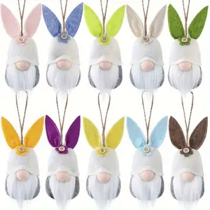 5pcs, Easter Hanging Bunny Ornaments, Colorful Festive Plush Bunny Gnomes for Tree Decorations, Wall Hanging Ornament