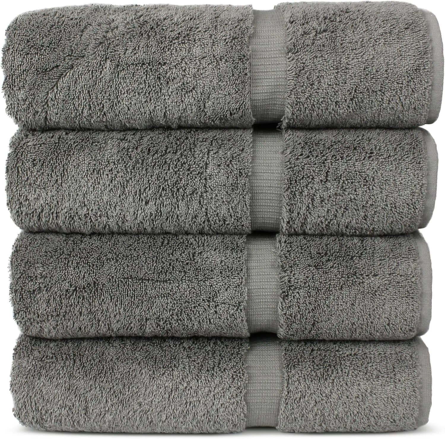 Chakir Turkish Linens 100% Cotton Premium Turkish Towels for Bathroom | 27'' x 54'' (4-Piece Bath Towels - Gray)