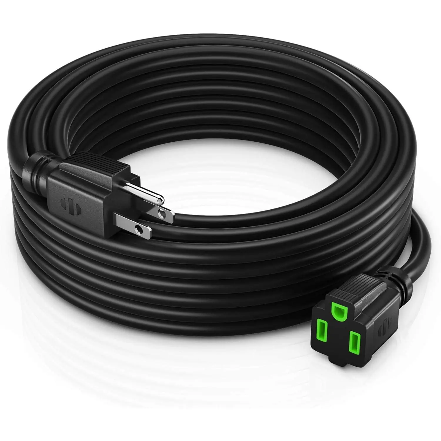 25ft 14/3 SJTW Heavy Duty Durable Outdoor Extension Cord, 14AWG Black 3-Prong Plug, 1-Outlet Indoor/Outdoor ETL Listed All-Weather Power Cord for Garden, Lawn Appliances, 25 Feet