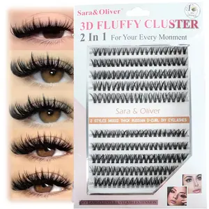 3D Fluffy Cluster Kit 200 PCS Eyelashes 8-13mm DIY Lash Clusters Natural Color Clear Makeup Russian D-curl Perfectly paired with the wig set, it instantly enhances your beauty