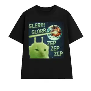 Glerp Glorp Funny Alien Cat Cat Meme Tee Shirt Gift for Woman and Man, Brainrot T-shirt, Goofy ahh Shirts, Dank Memes Tshirt, Silly Cats Tee