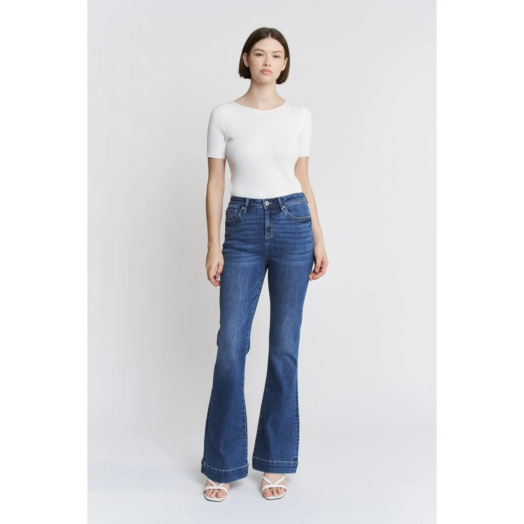 Mica HIGH RISE FLARE TROUSER HEM: NICE NAVY
