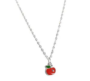 Sterling Silver Adjustable Red Apple Necklace Perfect for Layering
