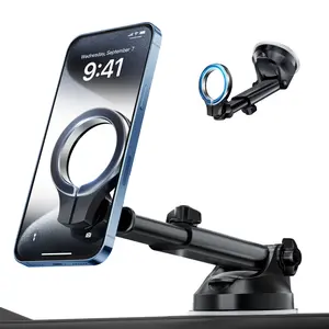pop-tech for MagSafe Car Mount, Strong Magnets Cell Phone Holder for Your Car Windshield Window Dashboard, Universal Magnetic Mobile Holder Dash with Ultra Suction Cup Fit for iPhone All Smartphones