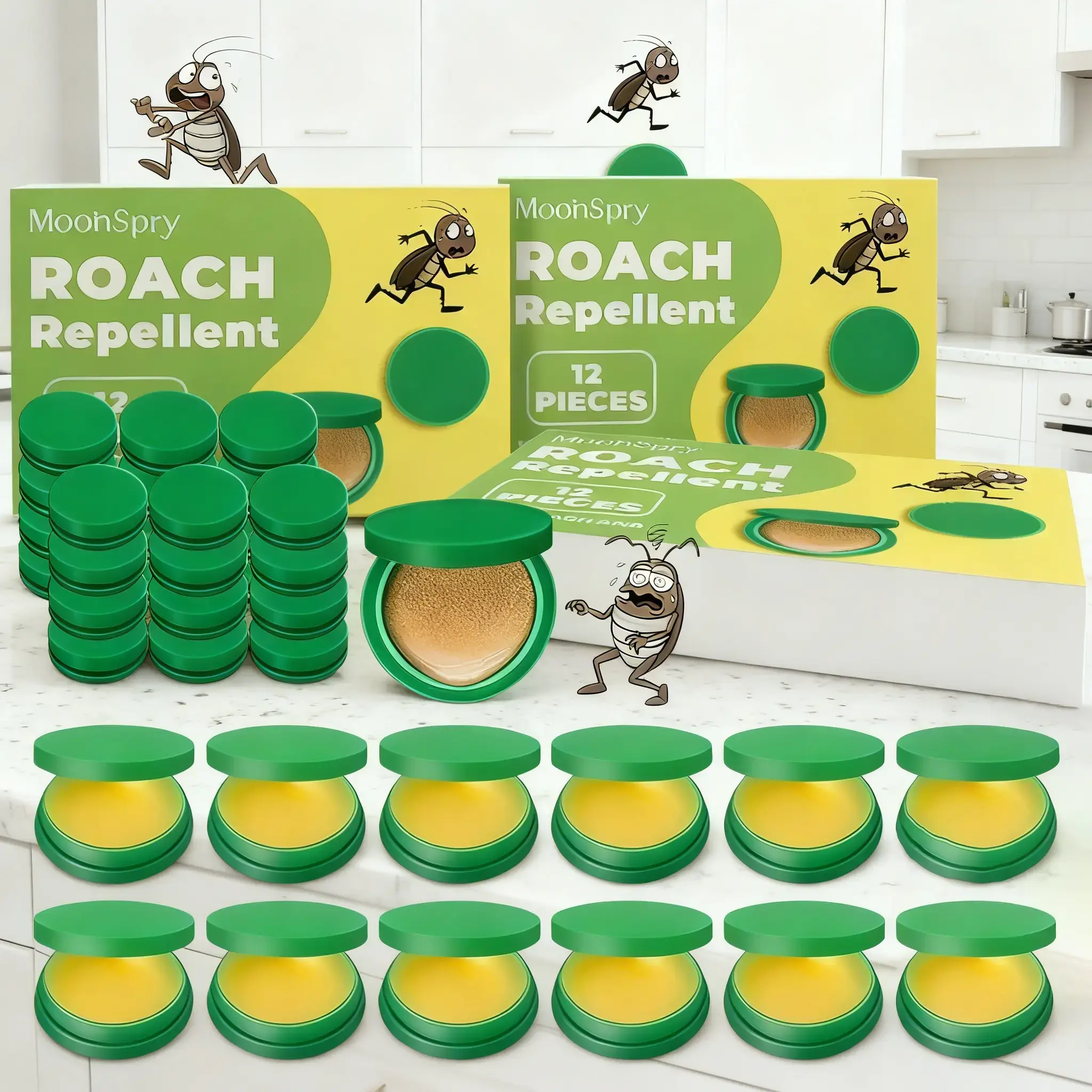Indoor roach bait gel and trap, - 48 pieces, roach killer - home outdoor pest control dragonfly bug repellent bear spray advion cockroach Roach Bait Trap Kit moon moons pry Cockroach Killer Repellent Set mopping products heavy duty cleanup gloves kids mop