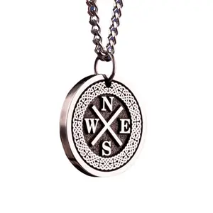 Compass Necklace Personalized WSEN Compass Pendant Plated Real Gold Color Retaining Clavicle Chain
