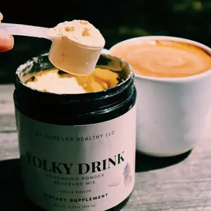 The Yolky Drink by Forever Healthy LLC - Nutritious Powdered Beverage Mix with Creamy Pastured Egg Yolk & Sweet, Fluffy Grass-fed Colostrum for Yolky Coffees & Lattés