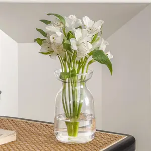 Gute Glass Vases for Decor, Modern Decorative Flower Vase Centerpieces Table Home Indoor Desk Decor Living Room, Kitchen, Office Wedding or Housewarming Gifts (Clear)