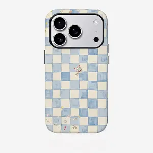 Retro plaid film 2‑in‑1 phone case for Apple iPhone 17/16/15/14/13/12/11 Pro Max, 16/15/14 Plus, and iPhone 17 Air; full coverage, drop protection, stylish minimalist design, unisex.