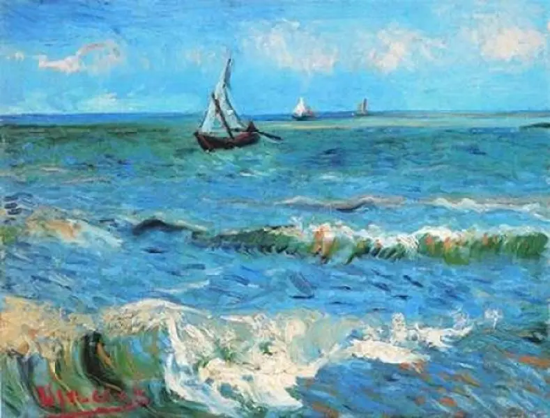 Bentley Global Arts PDX374569LARGE The Sea At Les Saintes Maries De La Mer Poster Print by Vincent Van Gogh, 18 x 24 - Large