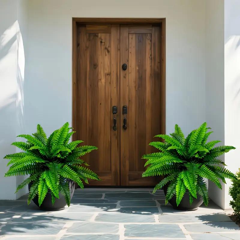 2pcs Large Artificial Boston Fern Plant - Realistic Lush Green Plastic Hanging Decor for Indoor/Outdoor Use, No Maintenance Home Garden Porch Decor, Perfect for Graduation Christmas Housewarming Gifts, Artificial Plants for Home, Artificial Faux Plants