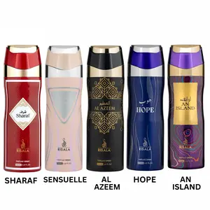 Risala Perfumes Body Spray Bundle Set 200 ml - 5 Scents Including Sharaf Al Azeem Hope & An Island Perfect for Daily Use or Gifting