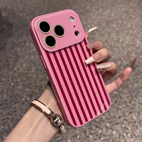 2-Tone Vertical Striped Mobile Phone Case - Minimalist Skin-Feel Crystal Finish, Premium Skin-Friendly Texture, Clean Solid-Color Design for iPhone Series (17,16,15,14,13,12,11 Plus Pro Max) | Multi-Model iOS Accessories, Chic Luxurious Device Elevation