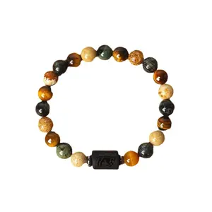 European and American Popular Natural Stone Beaded Tiger Eye Stone Picture Stone Bracelet Twelve Constellation Bracelet for Men Natural Materials Stylish and Unique Accessory Moldavite Spiritual Growth Pendant Rainbow Crystal Jewelry Set Wealth Soothing G