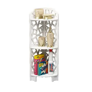 3-Tier Wood Plastic Bathroom Storage Corner Shelf Rack Organizer Wooden