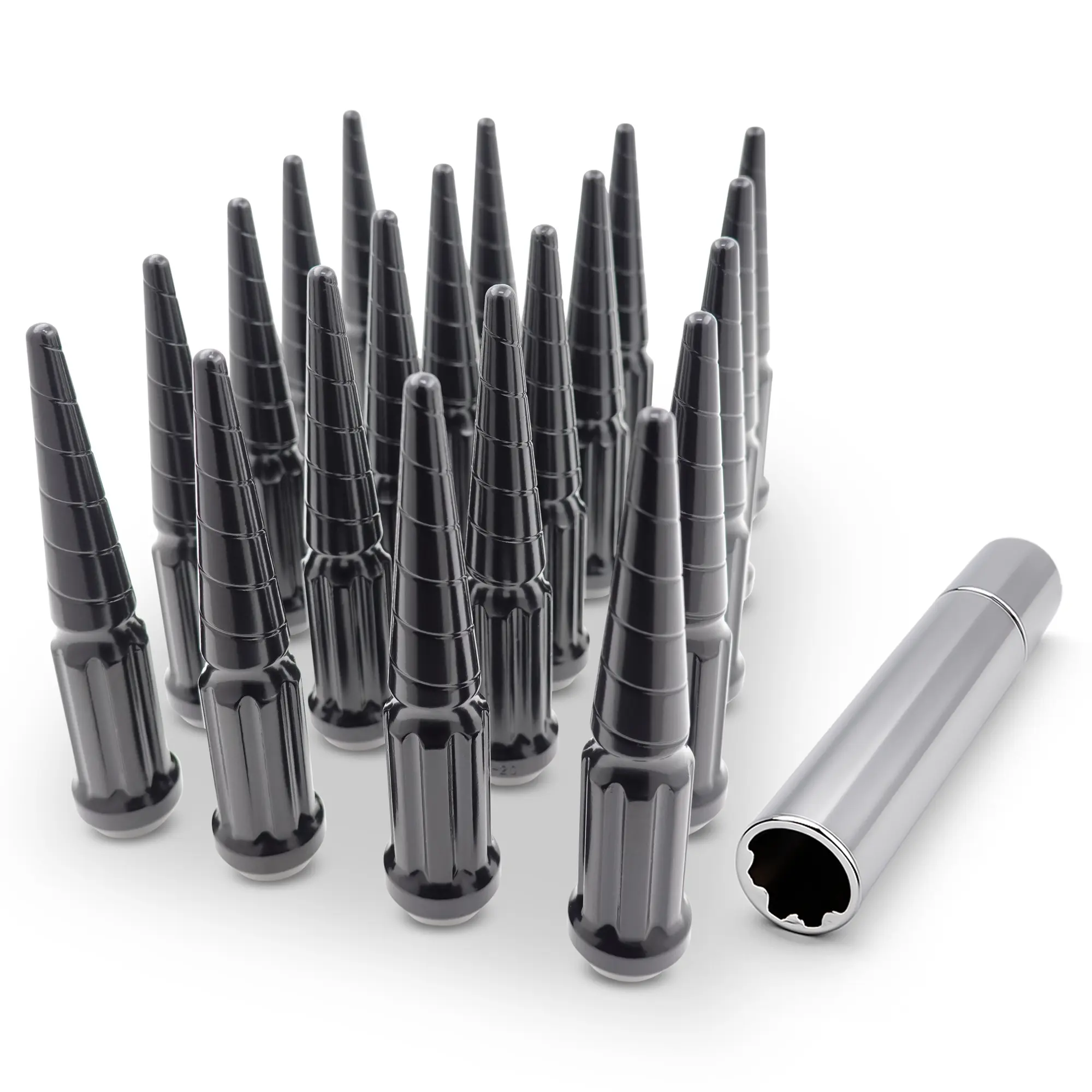 EZAccessory 7/16" Thread Spiral Spike Lug Nuts 20 Pieces with Twisted Tip Design Bulge Acorn