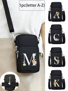 1PC,Daisy Letter Printed Mini Outdoor Sports Handbag Wallet, Fashionable crossbody bag, Mobile Phone Bag, Arm Bag, Money Shoulder Bag, Women's Crossbody Phone Bag, Outdoor Sports Arm Strap Wallet, Can Be Used For Running, Cycling