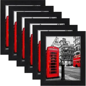 8x10 Picture Frame Black, [6 Pack] Woodgrain  Frames, Display Pictures 5x7 with Mat or 8x10 Without Mat, Picture Frames Collage Wall Decor or Table Top Display