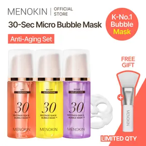 MENOKIN Korean Face Mask 3sets [30 seconds Quick Bubble Mask] (Collagen, Brightening, Repair), Hydration improvement, Radiance-boosting, Easy-to Use, Glass Skin, 3.21 fl.oz