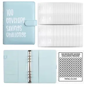 100 Envelope Savings Challenge Book with Cash Envelopes, A5 Size Budget Planner for Saving $5050