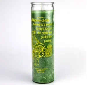 Bayberry Candle - 7 Day Glass Spiritual Candle - Bayberry  Green Candle Decor Ornaments