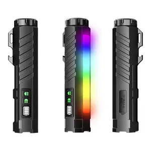 Multifunctional Rainbow Neon Flashlight, Magnetic Base, Battery Indicator, Bottle Opener, Infrared, Portable, Outdoor, Hiking, Maintenance, Search Light