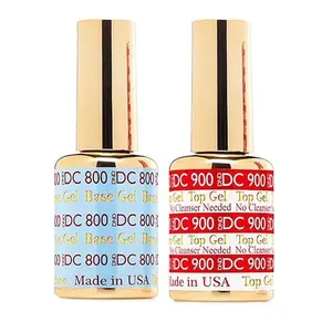DC DND No-Cleanse Manicure Base and Top Gel Combo Pack, 2-Bottle Durable Long-Lasting UV Nail Polish Cosmetic, US Flawless Nail Care Product
