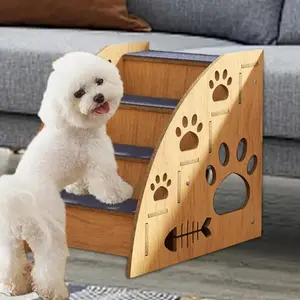 Non-Slip Wooden Pet Ramp - Adjustable Dog Stairs for High Beds, Safe Climbing Aid for Small/Medium Dogs