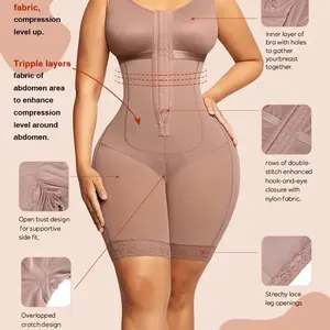 Women's Colombian Faja Full-Body Compression Garment with Tummy Control Butt Lift Thigh Post-Op Non-Lift Colombian Style Smooth Texture Supportive Fit