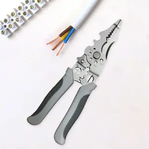 Multifunction 9 In 1 Wire Stripping Tool Electric Crimping Cutter Plier Anti Slip Ergonomic Handle Professional Electrician Hand Tool Durable Household Repair Accessory For Home Workshop Construction Wire Processing Daily Maintenance