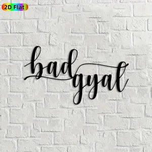 1pc "bad gyal" Calligraphy Metal Wall Art, Stylish "bad gyal" Statue Mural, Ideal Gift for New Year, Christmas, Trendy Decor Enthusiasts, Weather-Resistant Metal Wall Decor Wall Sculptures,  Unique Statement Decor