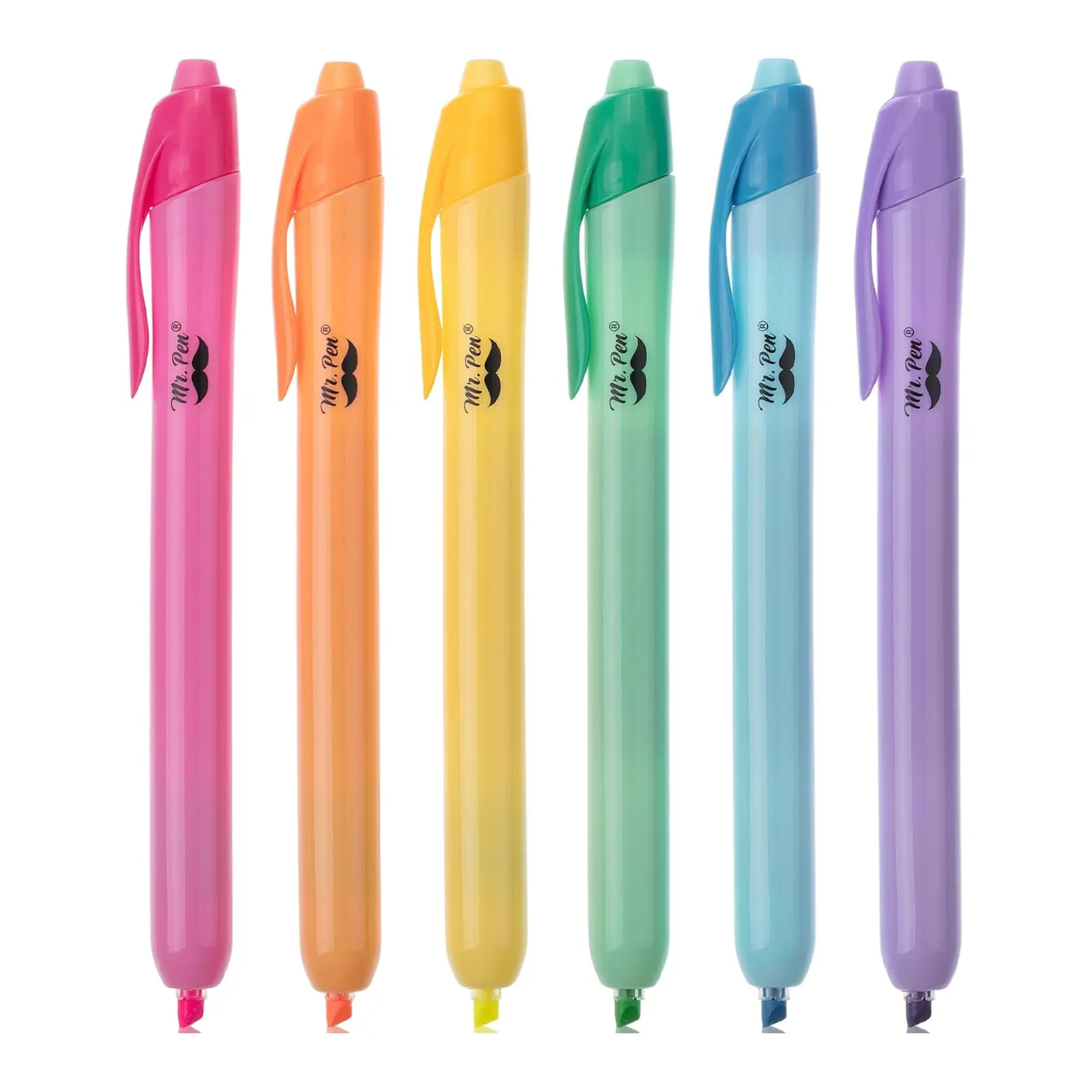 Mr. Pen- Retractable Highlighters, 6 Pack, Bright Colors Mr. Pen- Retractable Highlighters, 6 Pack, Bright Colors