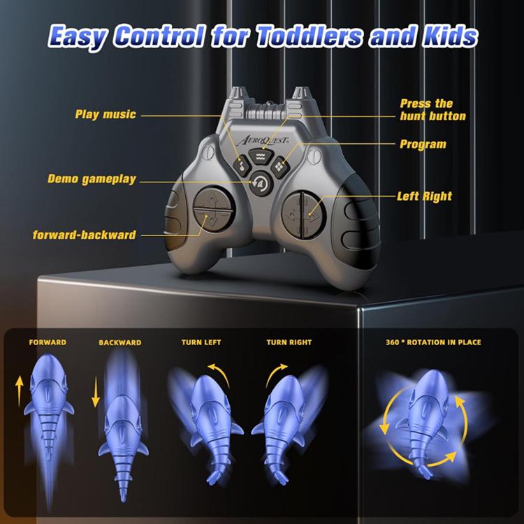 Remote Control Shark Toy, RC Shark Robot with Interactive Biting Action, Rechargeable Fun Toy Gift for Kids