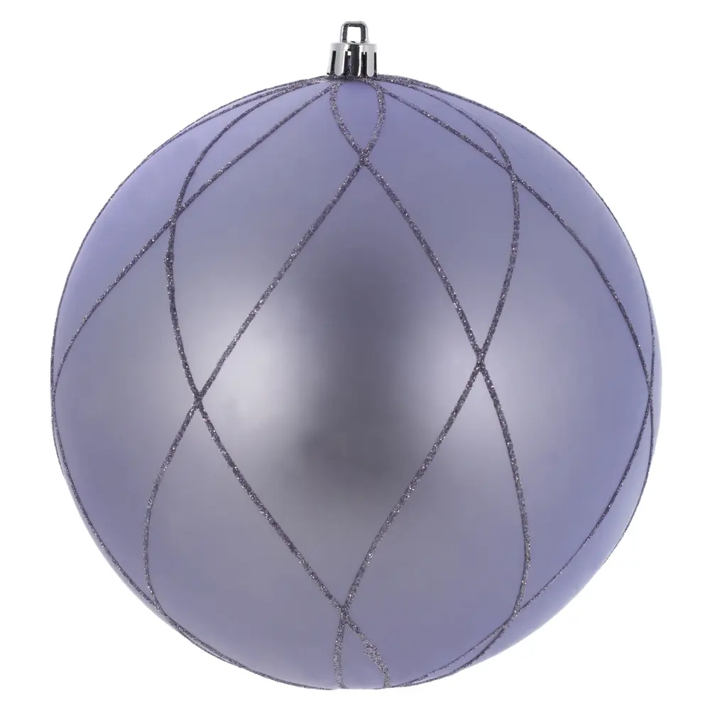 212 MAIN Matte Glitter Swirl Plastic Christmas Ball Ornament - 6 in., Lilac, 3 Per Box, Festive Holiday Decor