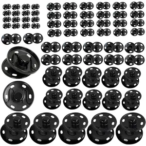 Sew -  Snaps 67 Sets of Black Copper Snap Buttons Sewing Button, Metal Fasteners Press Studs for Clothing Sizes: 0.31In, 0.39 in,0.59 in,0.74 in, 0.98 in.