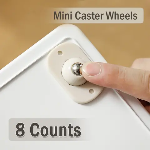 8 Counts Self Adhesive Mini Caster Wheels，360 Degree Rotation,durable,Strong Load Low Noise Self Caster Wheels